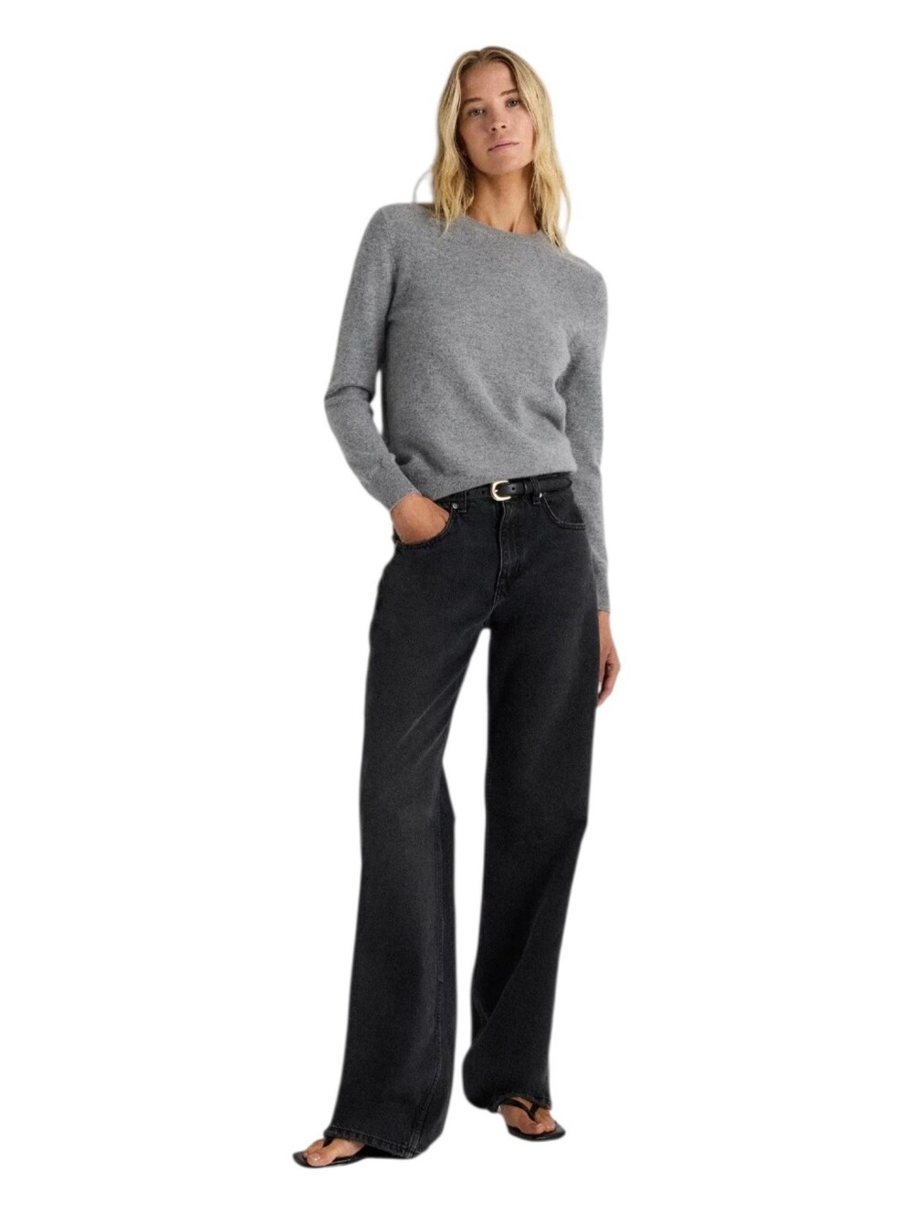 Quince Womens Heather Grey Mongolian Cashmere Crewneck Sweater Medium